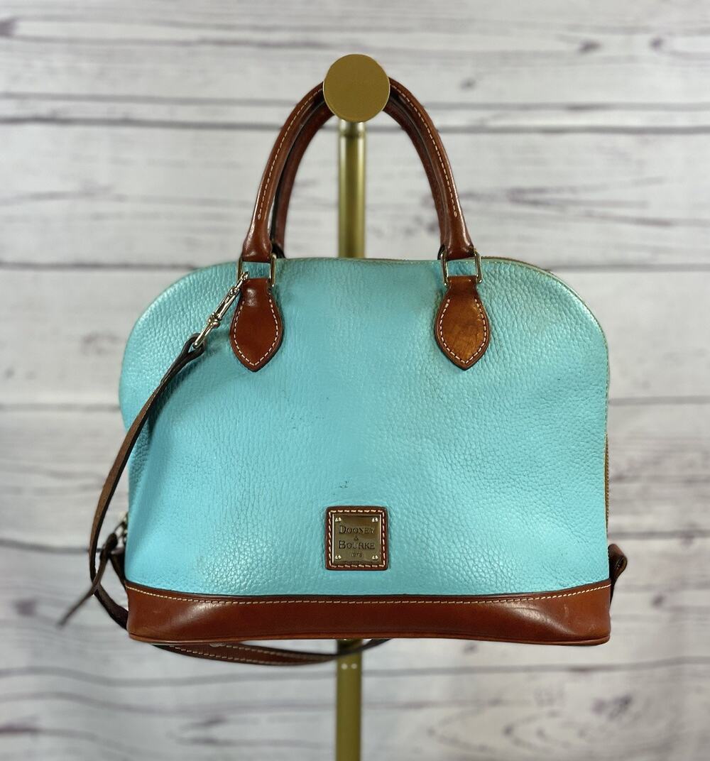 Dooney & Bourke Pebble Grain Zip Zip Satchel Mint Green Leather Crossbody Bag